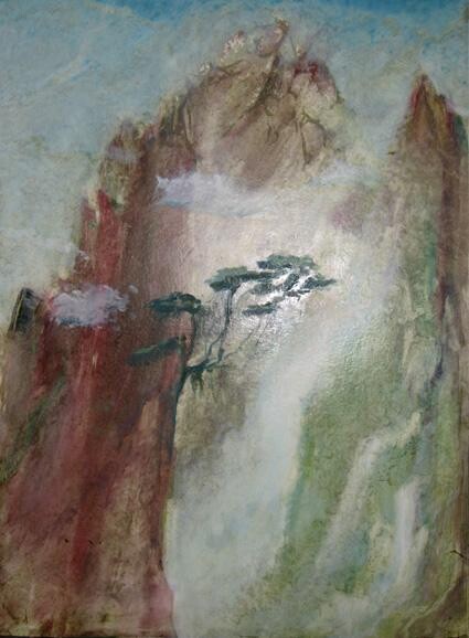 Schilderij getiteld "Paysage chinois 2" door Jeanie Castelli, Origineel Kunstwerk