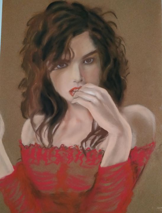 Drawing titled "femme cubaine" by Jeanine Adell, Original Artwork, Pastel