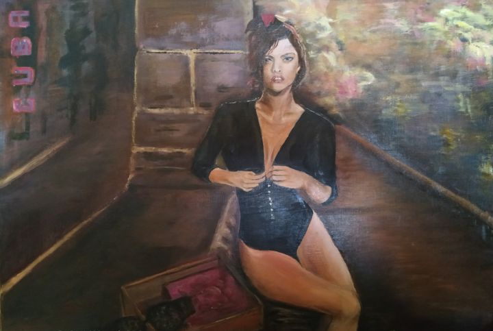 Painting titled "cubaine" by Jeanine Adell, Original Artwork, Oil