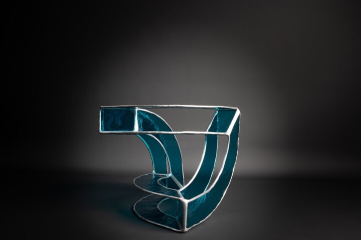 Sculpture intitulée "Infiniment bleu 4 a…" par Jean-Jacques Joujon (JimaJine), Œuvre d'art originale, Verre