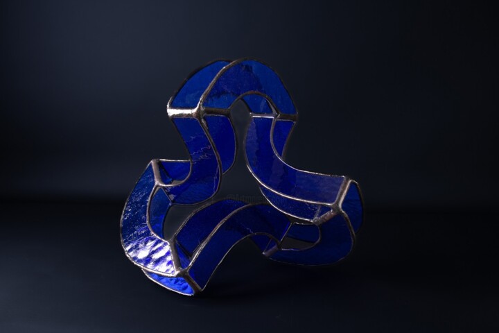 Sculpture intitulée "Infiniment bleu 6 a…" par Jean-Jacques Joujon (JimaJine), Œuvre d'art originale, Verre