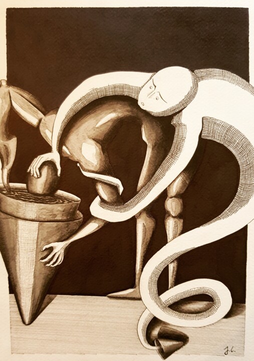 Dessin intitulée "Absolu" par Jean Logerais, Œuvre d'art originale, Crayon