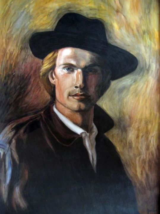 Peinture intitulée "Homme au chapeau" par Jean-Louis Cecilia, Œuvre d'art originale