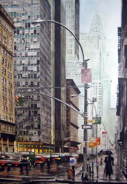 Peinture intitulée "New York, un jour d…" par Jean-Louis Cecilia, Œuvre d'art originale