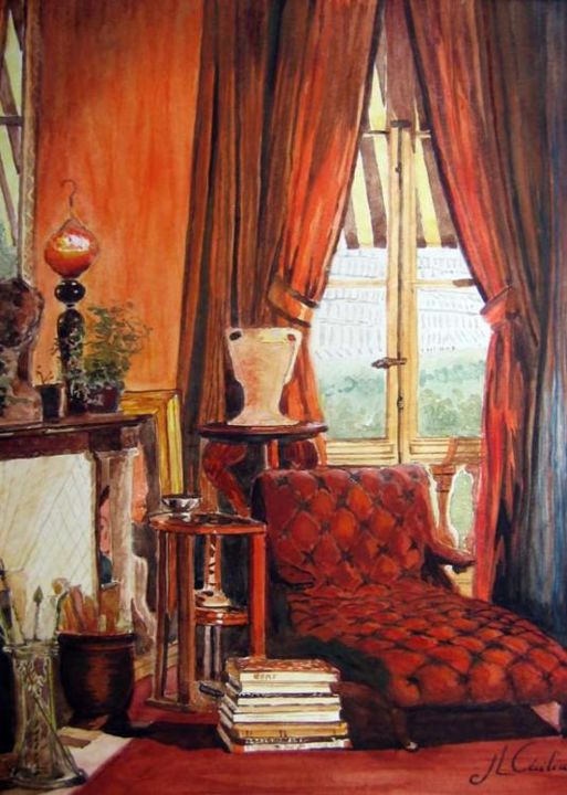 Peinture intitulée "le salon de Colette" par Jean-Louis Cecilia, Œuvre d'art originale