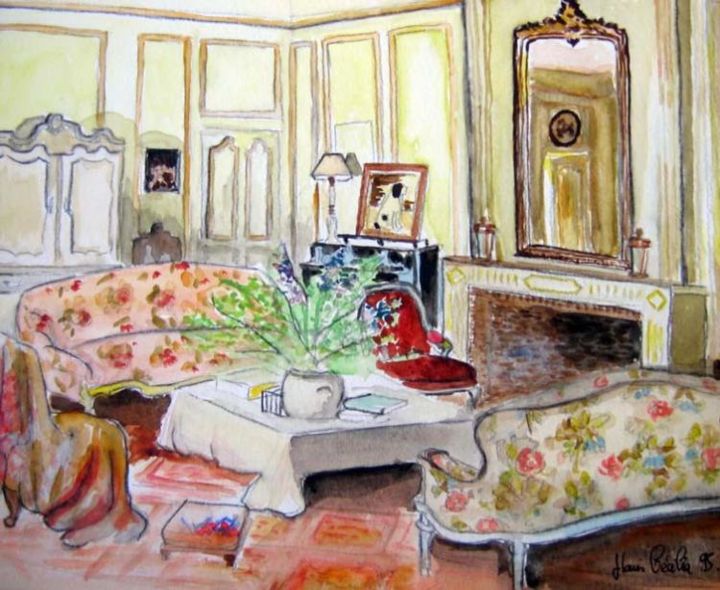 Peinture intitulée "salon de chateau" par Jean-Louis Cecilia, Œuvre d'art originale