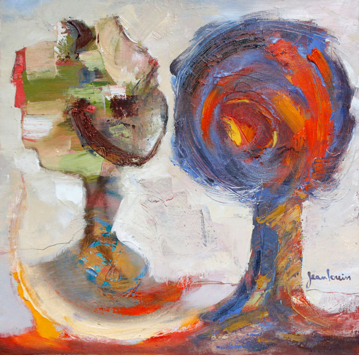 Pintura intitulada "As duas árvores do…" por Jean Louiss, Obras de arte originais, Óleo
