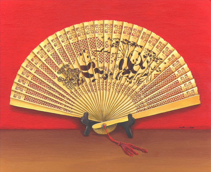 Peinture intitulée "L'éventail chinois" par Jean-Luc Bernard, Œuvre d'art originale, Acrylique