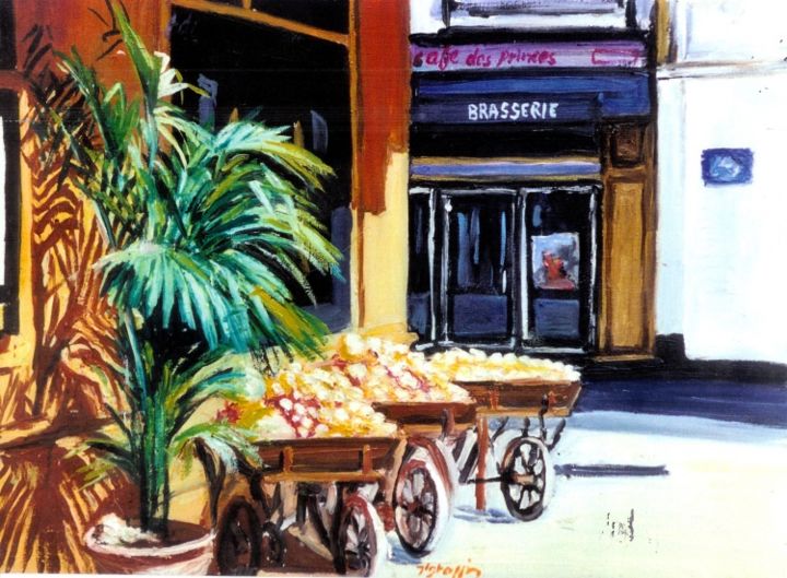 Painting titled "la-rue-chevaux-laga…" by Jean Luc Grappin, Original Artwork