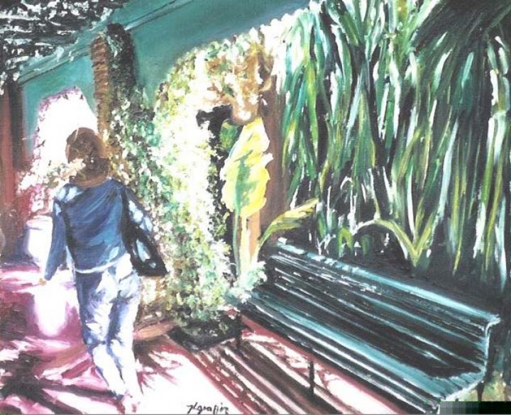 Schilderij getiteld "les jardins de Majo…" door Jean Luc Grappin, Origineel Kunstwerk, Olie