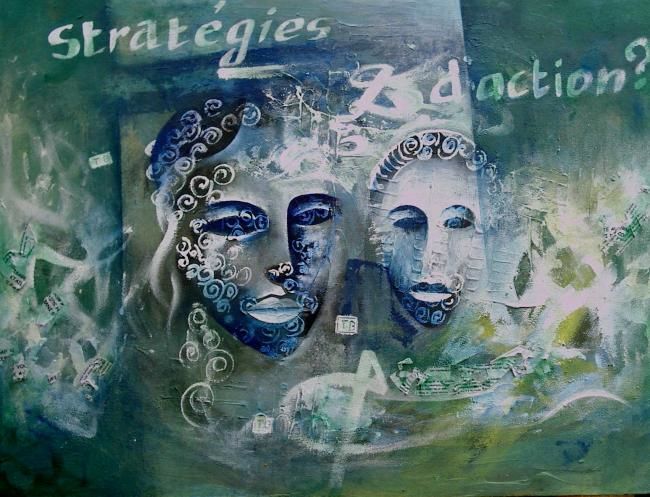 Peinture intitulée "strategies d'action" par Jean Luc Millogo, Œuvre d'art originale, Acrylique