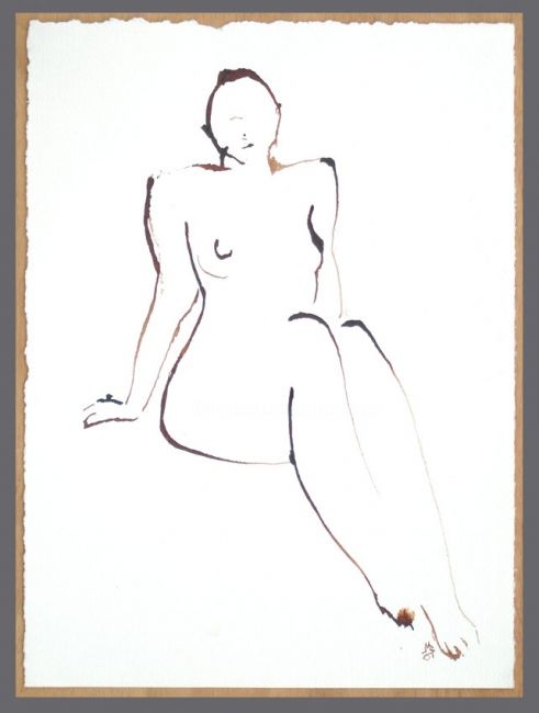 Desenho intitulada ""Katia aux faits" -…" por Jean Luc Moreau Romain, Obras de arte originais, Outro