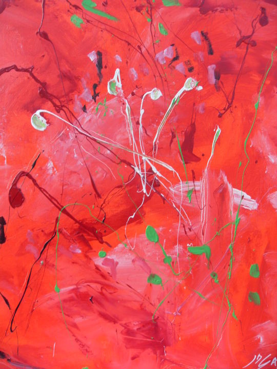 Painting titled "RHAPSODY IN RED" by Jean-Marc Gayraud, Original Artwork, Acrylic Mounted on Wood Stretcher frame
