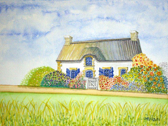 Peinture intitulée "Maison de Bretagne.…" par Alpha59-Jmpetit-, Œuvre d'art originale, Autre