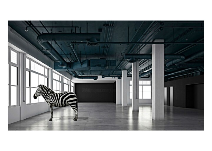 Digital Arts με τίτλο "Equus Zebra II" από Jean-Marie Gitard (Mr STRANGE), Αυθεντικά έργα τέχνης, Ψηφιακό Κολάζ