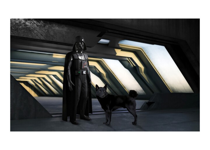 Digitale Kunst getiteld "Darth Vader's Dog" door Jean-Marie Gitard (Mr STRANGE), Origineel Kunstwerk, Digitale collage