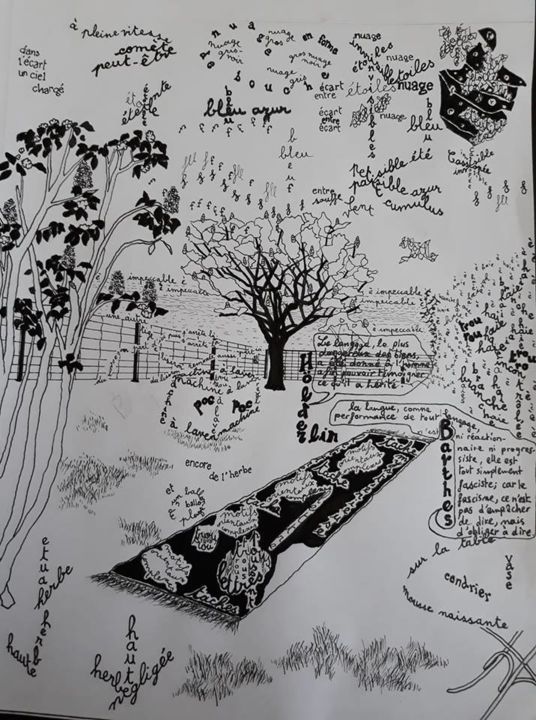 Drawing titled "Mummy's Garden" by Jean-Marie Le Floc'H, Original Artwork