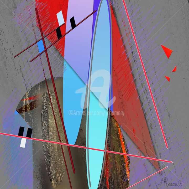 Arts numériques intitulée ""abstract-line Esco…" par Jean-Marie Renault, Œuvre d'art originale, Peinture numérique