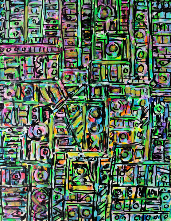 Painting titled "COMPUTER" by Jean Mirre, Original Artwork, Acrylic
