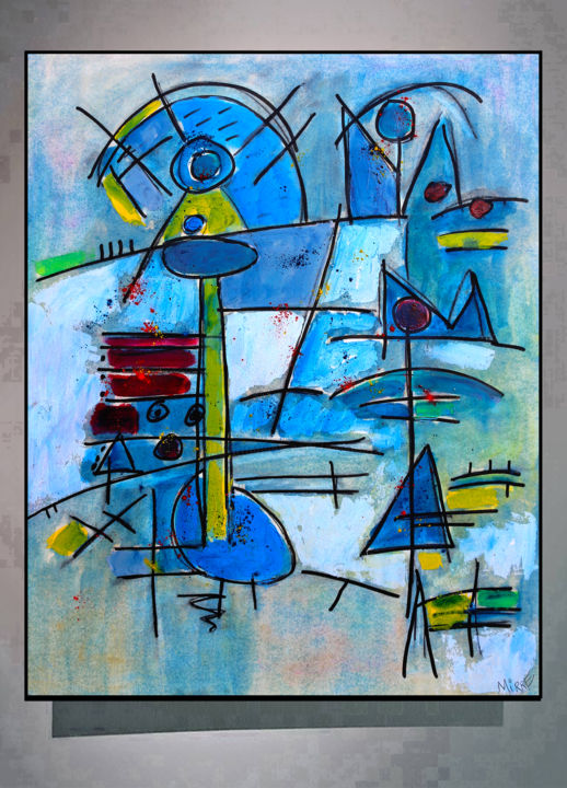 Painting titled "NAVETTE SPATIALE" by Jean Mirre, Original Artwork, Oil