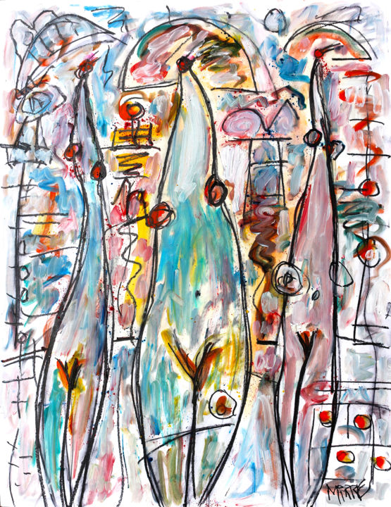 Картина под названием "PLAGE" - Jean Mirre, Подлинное произведение искусства, Масло