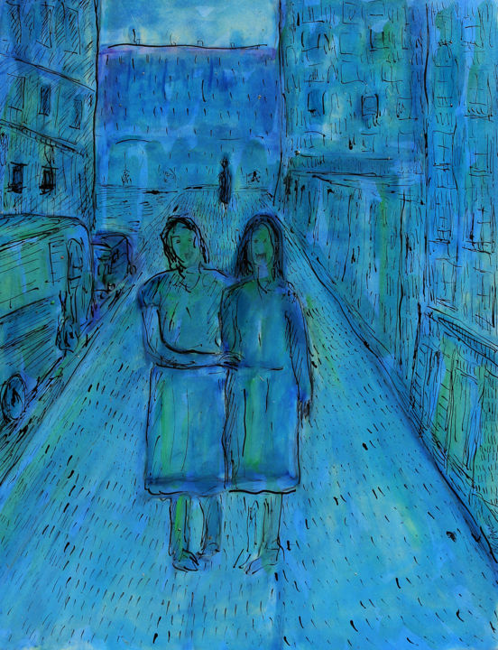 Painting titled "STREET FRIENDS" by Jean Mirre, Original Artwork, Oil