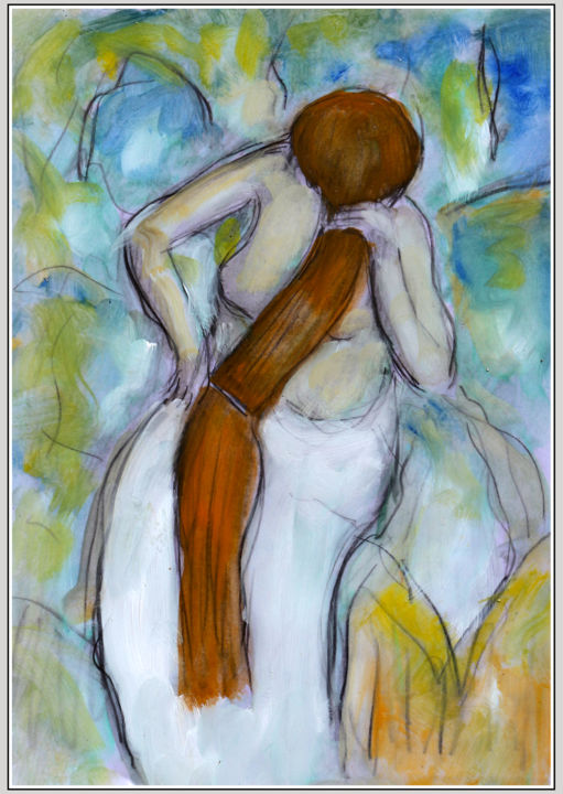 Painting titled "After Degas Woman c…" by Jean Mirre, Original Artwork, Oil