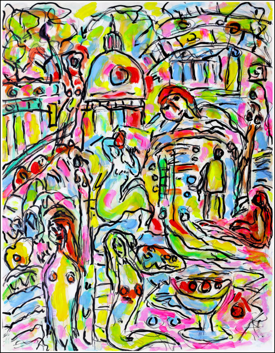 Painting titled "PARC MONCEAU,PARIS" by Jean Mirre, Original Artwork, Acrylic