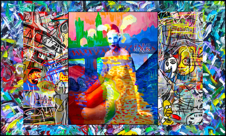 Digital Arts titled ""Femme masquée" + o…" by Jean Mirre, Original Artwork