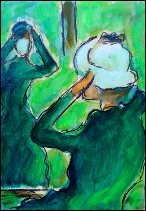 Peinture intitulée "MIROIR ET CHAPEAU" par Jean Mirre, Œuvre d'art originale, Huile