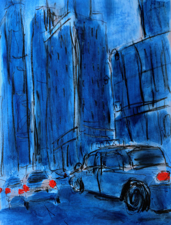 「TIMES SQUARE」というタイトルの絵画 Jean Mirreによって, オリジナルのアートワーク, オイル