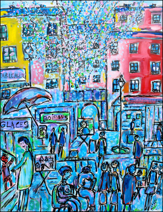 Painting titled "MONTMARTRE EN COULE…" by Jean Mirre, Original Artwork, Oil