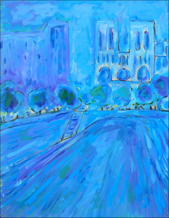 Schilderij getiteld "NOTRE-DAME DE PARIS1" door Jean Mirre, Origineel Kunstwerk, Olie