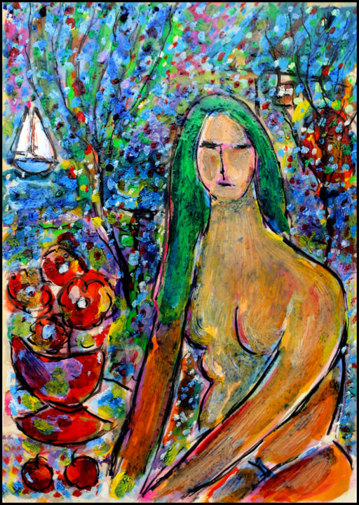 Painting titled "FEMME VOYAGE" by Jean Mirre, Original Artwork, Oil