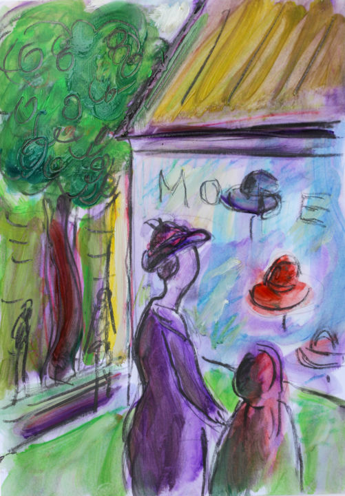 Pintura titulada "HAT SHOP (d'après M…" por Jean Mirre, Obra de arte original, Oleo