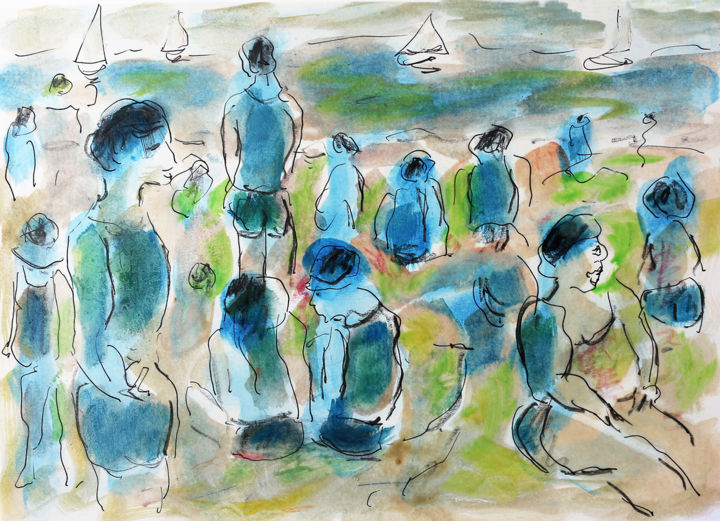Peinture intitulée "Coney Island" par Jean Mirre, Œuvre d'art originale, Huile