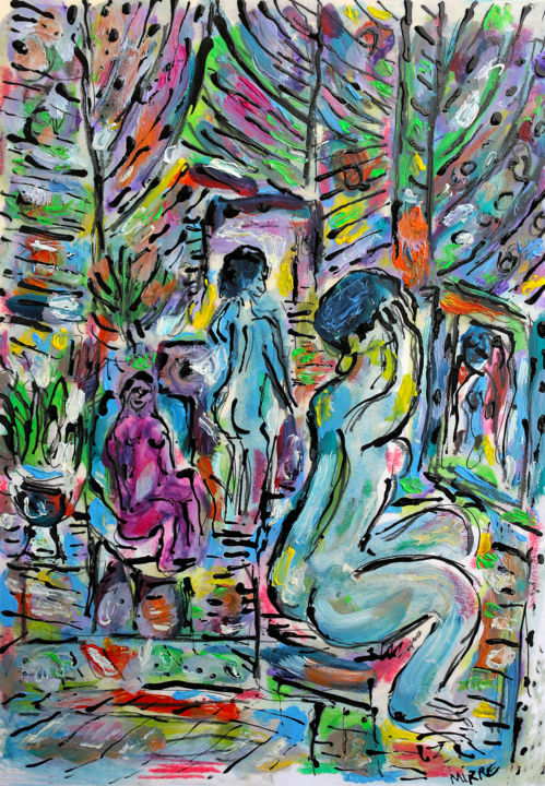 Painting titled "LE SALON" by Jean Mirre, Original Artwork, Oil