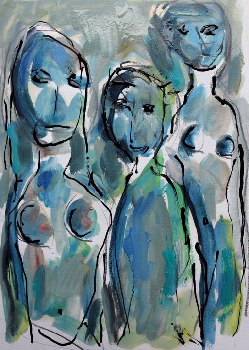 Malerei mit dem Titel "LADIES AND GENTLEMAN" von Jean Mirre, Original-Kunstwerk, Öl