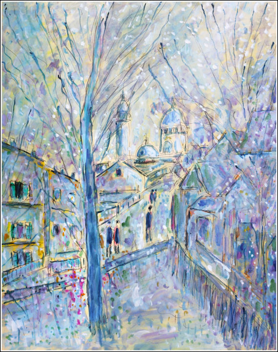 Painting titled "Montmartre,Château…" by Jean Mirre, Original Artwork, Oil