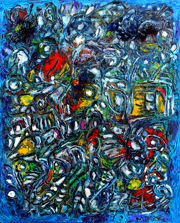 Картина под названием "Climate change" - Jean Mirre, Подлинное произведение искусства, Масло Установлен на Деревянная рама д…