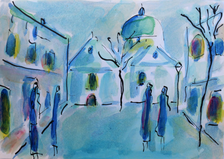 Painting titled "Tertre d'antan" by Jean Mirre, Original Artwork, Oil