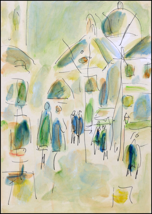 Peinture intitulée "PARIS 18ème" par Jean Mirre, Œuvre d'art originale, Huile