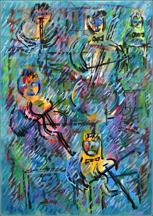 Peinture intitulée "Orchestre de chambre" par Jean Mirre, Œuvre d'art originale, Huile