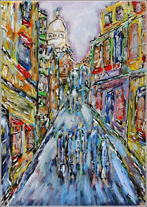 Pintura titulada "Montmartre,Rue de l…" por Jean Mirre, Obra de arte original, Oleo