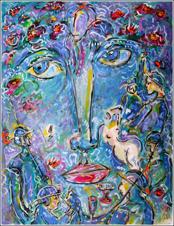 Peinture intitulée "exGARDEN FACE" par Jean Mirre, Œuvre d'art originale, Huile