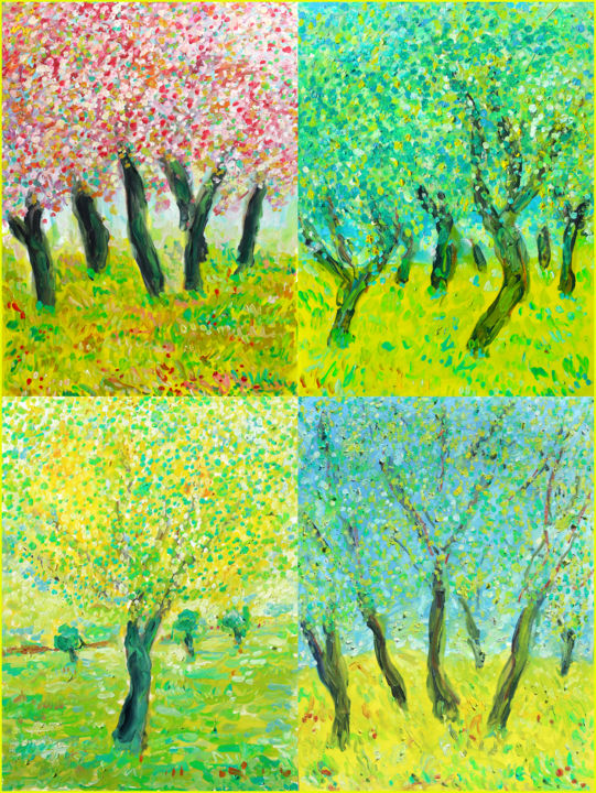 「TREES」というタイトルの絵画 Jean Mirreによって, オリジナルのアートワーク, オイル