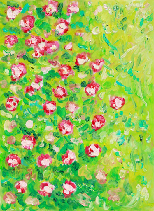 Painting titled "Bush of flowers" by Jean Mirre, Original Artwork, Oil
