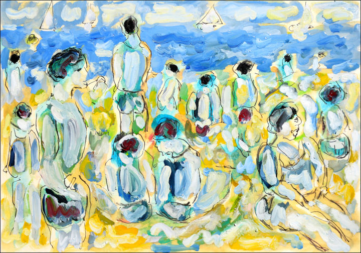 Painting titled "Heaven Beach" by Jean Mirre, Original Artwork, Oil