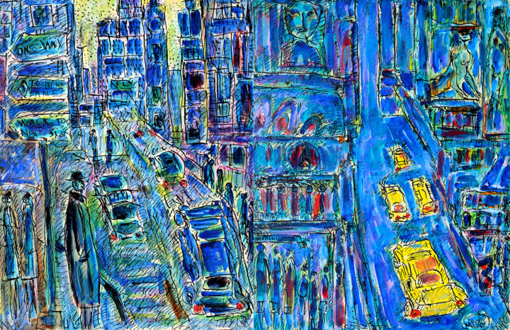 Painting titled "Diptyque New York" by Jean Mirre, Original Artwork, Oil