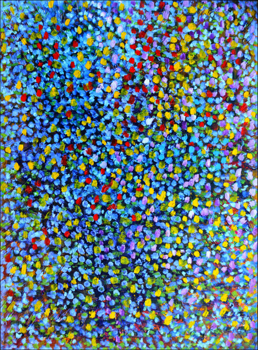 제목이 "Jardin en fleurs"인 미술작품 Jean Mirre로, 원작, 기름 나무 들것 프레임에 장착됨